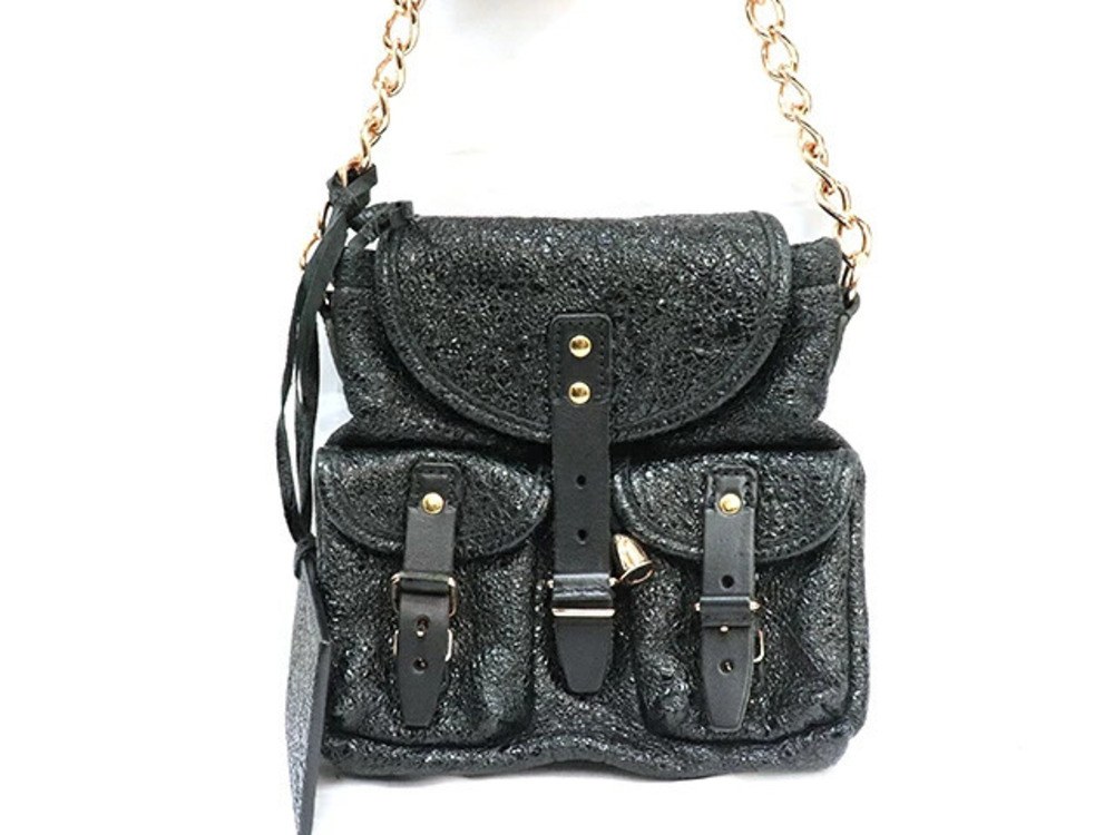 Balenciaga Sac Bag Chain Handbag Black Leather